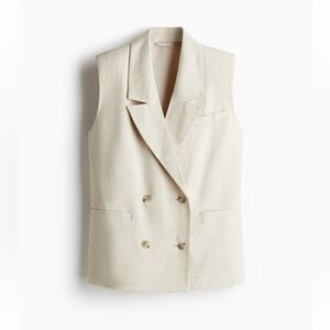 Cream linen blend vest